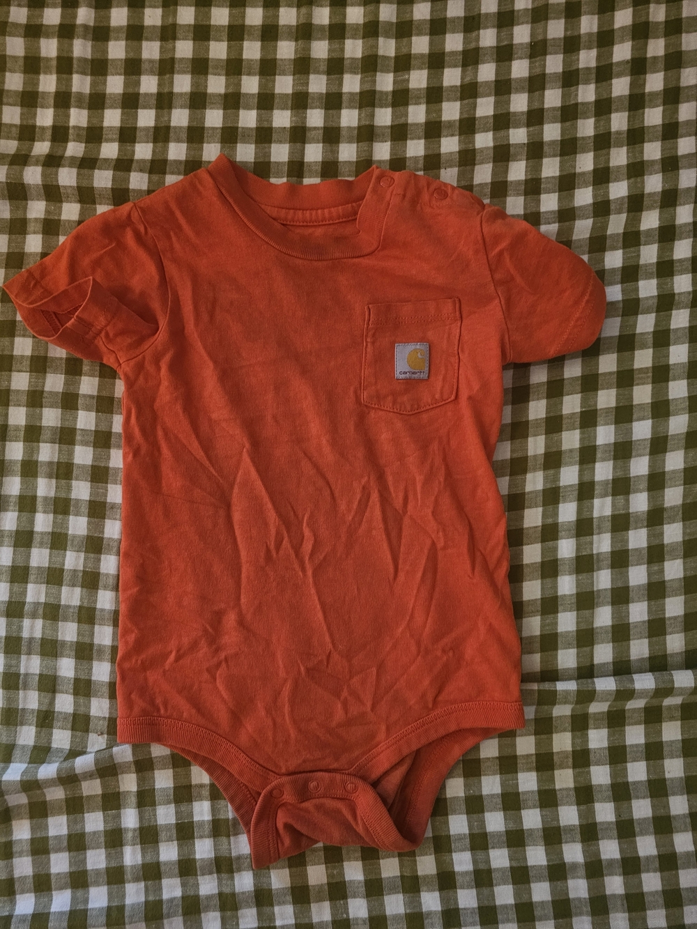 Carhartt Orange Baby Onesie with Chest Pocket